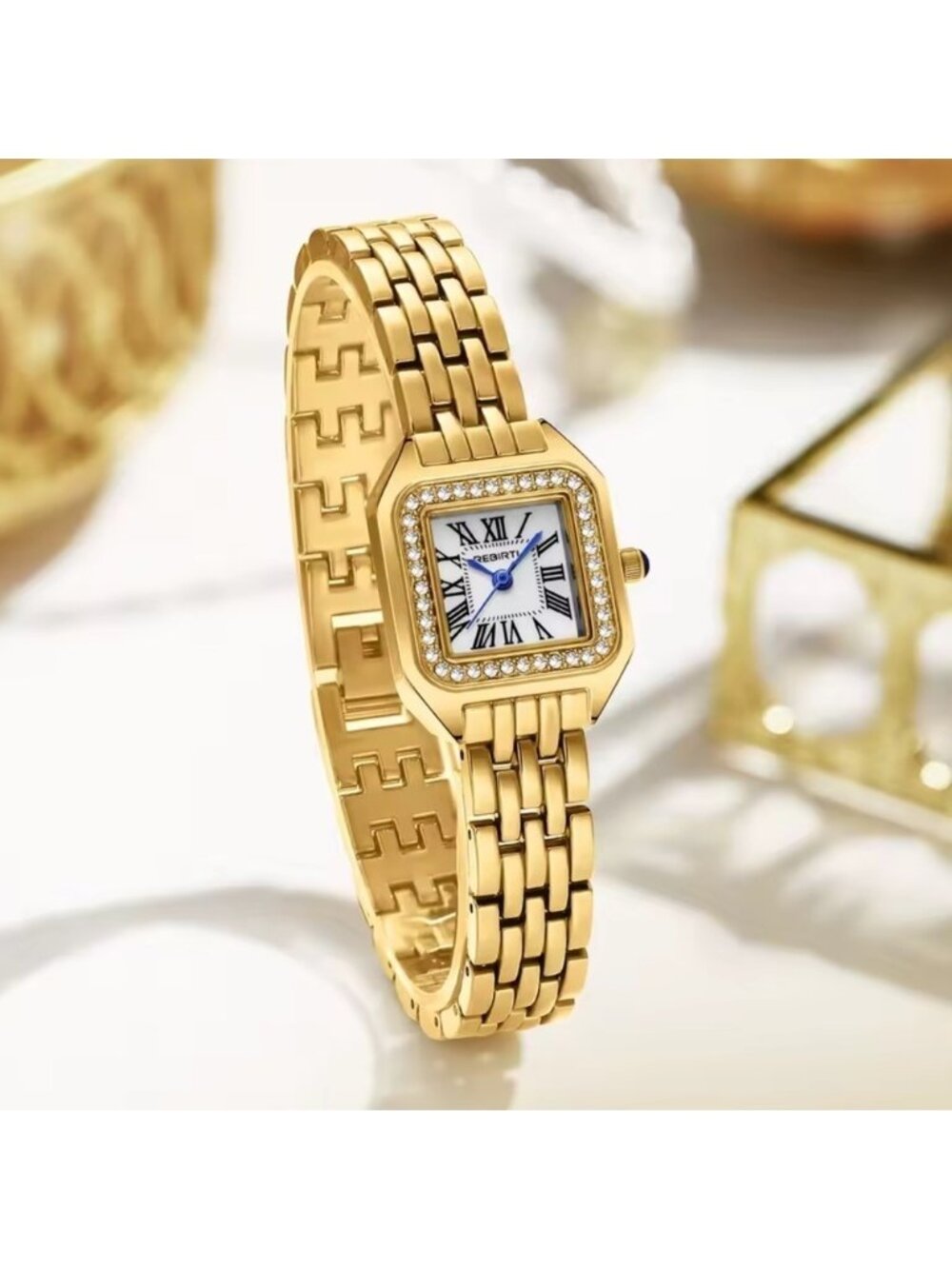 Panthere Classic Gold Crystal Stainless Steel Gold Watch